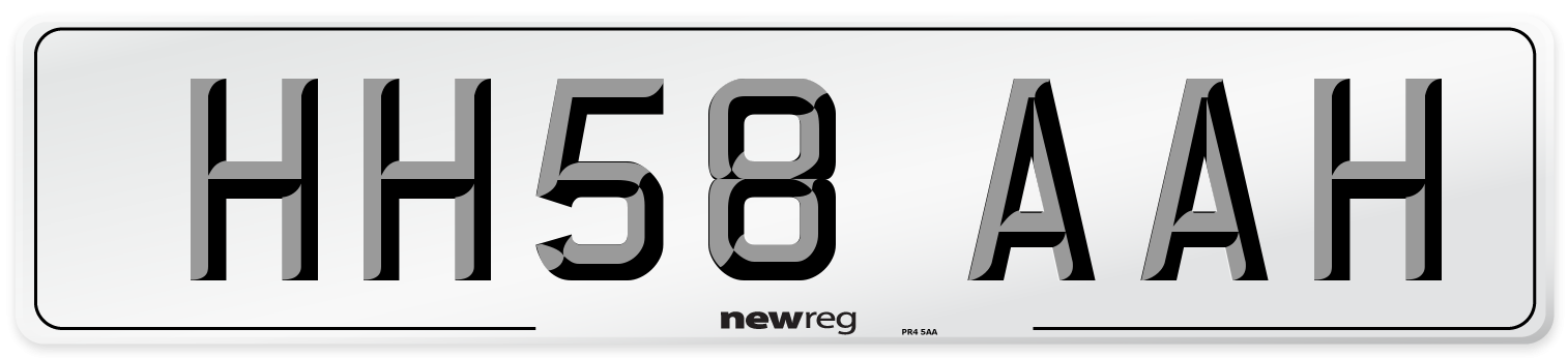 HH58 AAH Number Plate from New Reg